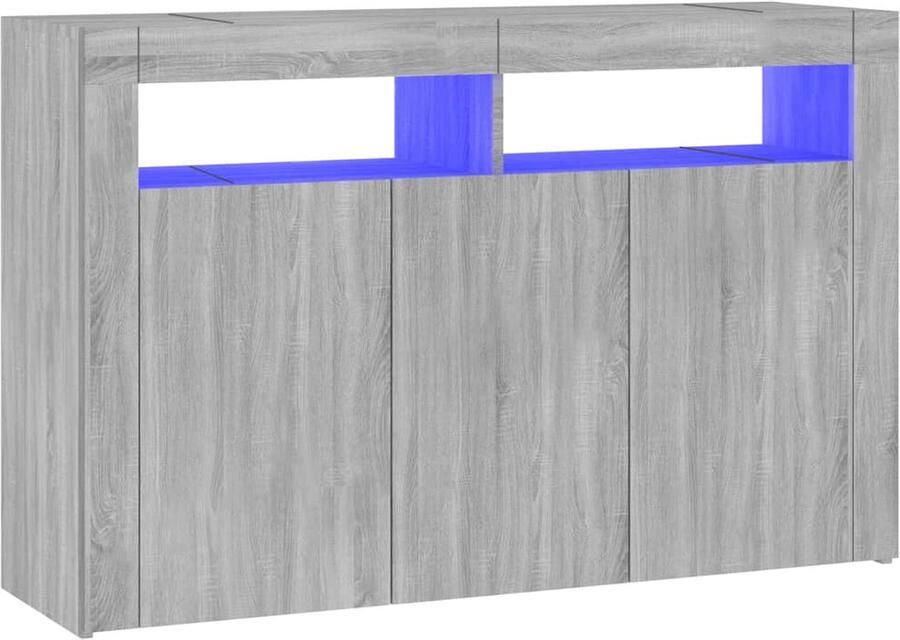 VidaXL Dressoir LED-verlichting Grijs Sonoma Eiken Dressoir Meubels Salontafel Tv-meubel Houten Dressoir - Foto 5