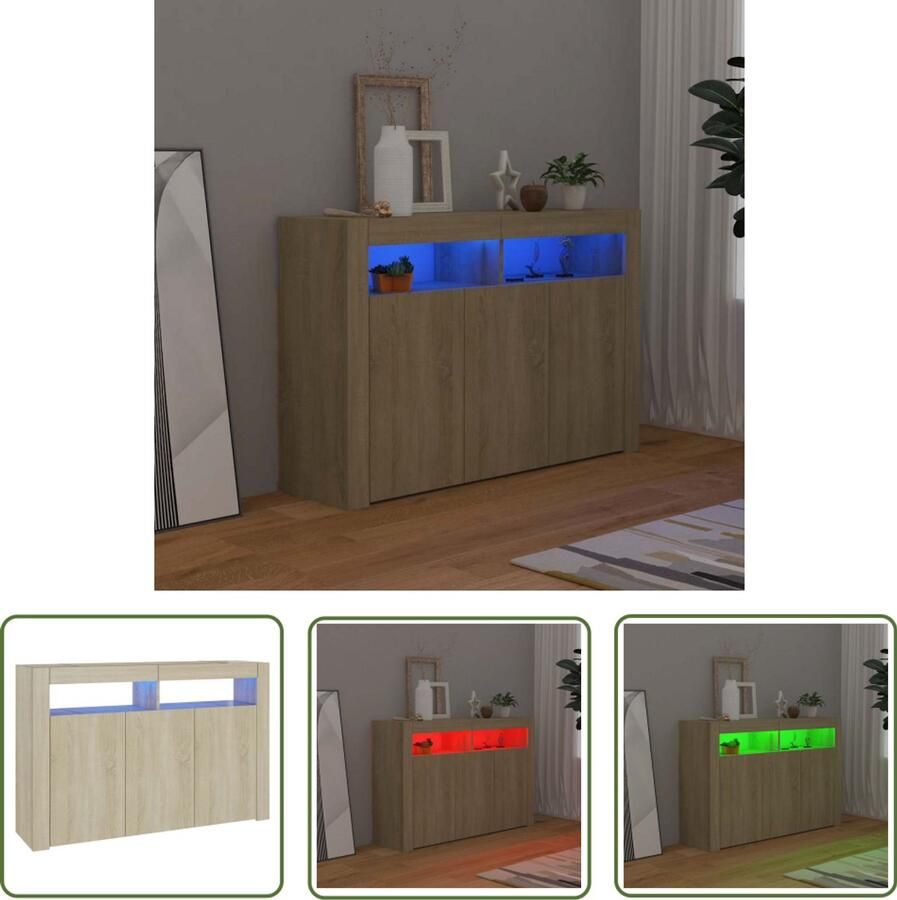 VidaXL Dressoir met LED-verlichting 115 5x30x75 cm sonoma eikenkleurig - Foto 2