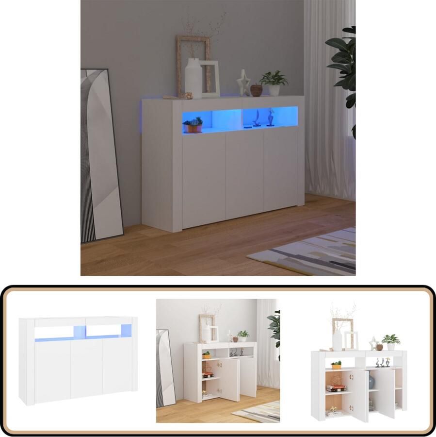 VidaXL Dressoir LED-verlichting 115 5x30x75 cm Wit Dressoir Led Verlichting Meubels Woonkamer Slaapkamer - Foto 2