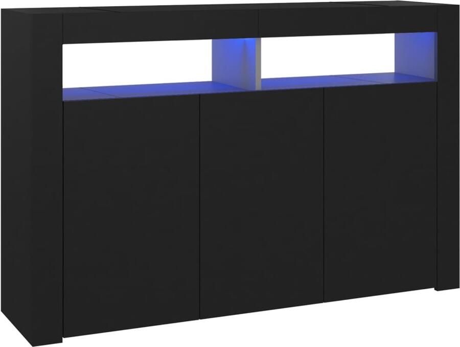 VidaXL Dressoir LED 115 5x30x75 cm Zwart Dressoir Led Verlichting Tv Stand Salontafel Houten Meubels