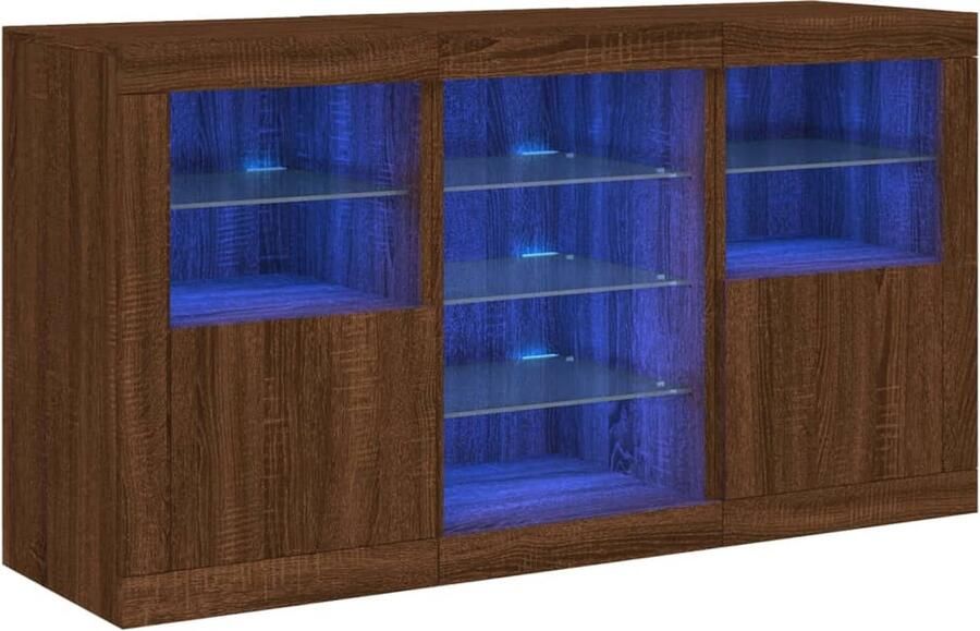 VidaXL Dressoir LED-verlichting 123x37x67 cm Bruin Eiken Modern Dressoir Led Verlichting Houten Dressoir Opbergdressoir Tv Kast - Foto 2