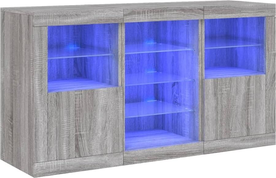 VidaXL -Dressoir-met-LED-verlichting-123x37x67-cm-grijs-sonoma-eiken - Foto 2