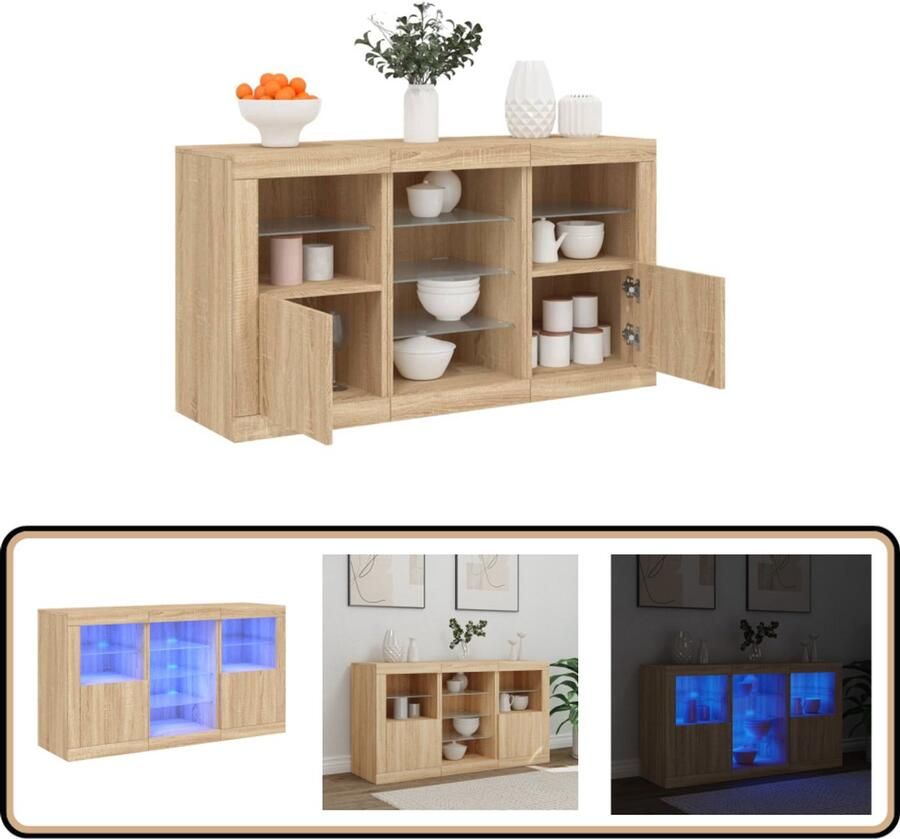 VidaXL Dressoir met LED-verlichting Sonoma Eiken Modern Dressoir Led Verlichting Dressoir Kast Salontafel Woonkamermeubilair