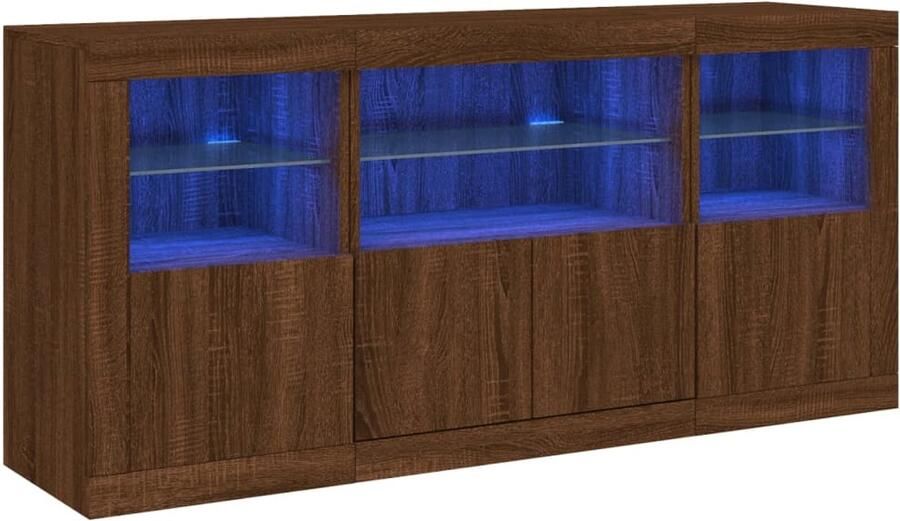 VidaXL Dressoir LED-verlichting Bruin Eiken 142 5cm Dressoir Modern Dressoir Led Dressoir Rgb Led Houten Dressoir