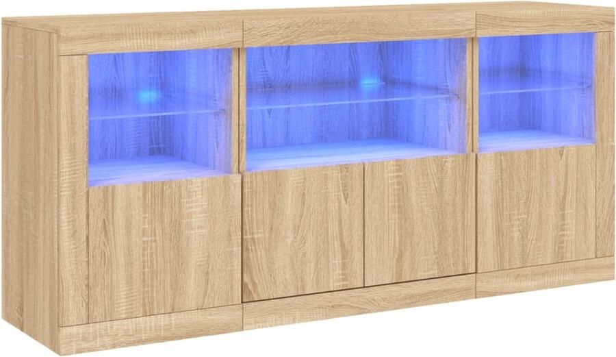 VidaXL Dressoir Sonoma Eiken Met LED 142 5x37x67 cm Dressoir Modern Dressoir Led Dressoir Rgb Led Salontafel