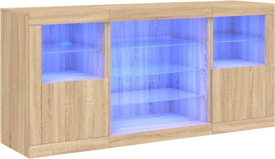 VidaXL -Dressoir-met-LED-verlichting-142 5x37x67-cm-sonoma-eikenkleurig - Foto 4