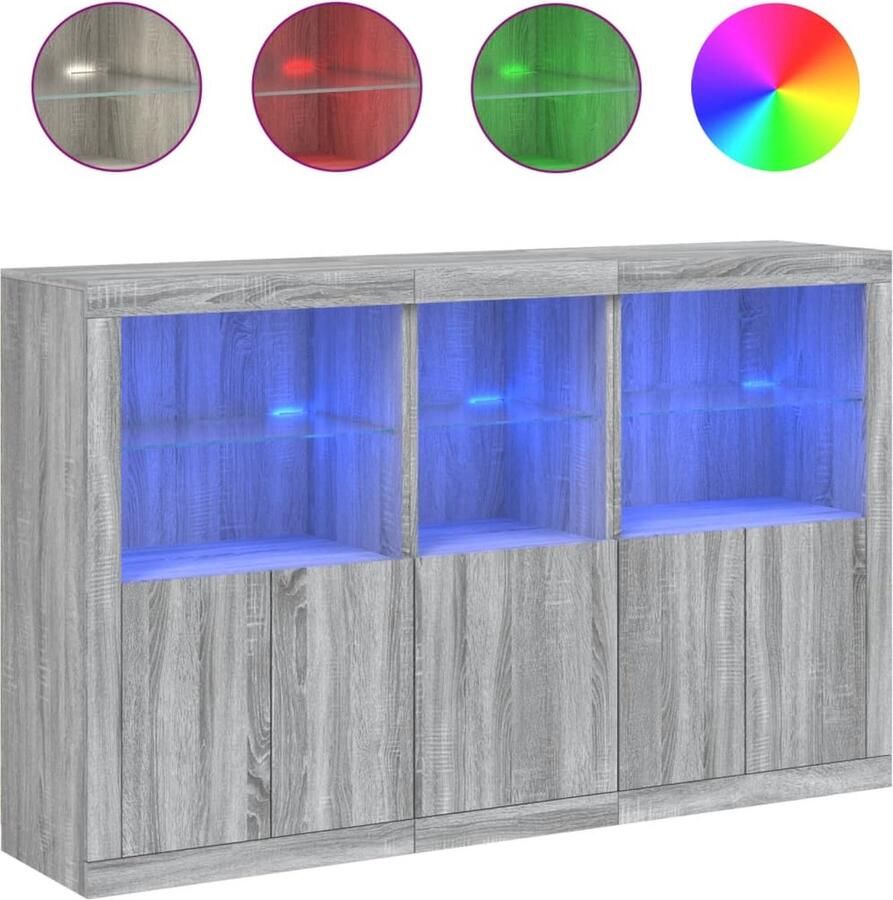 VidaXL -Dressoir-met-LED-verlichting-162x37x100-cm-grijs-sonoma-eiken