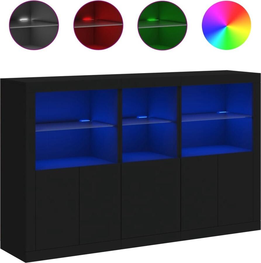 VidaXL -Dressoir-met-LED-verlichting-162x37x100-cm-zwart - Foto 2