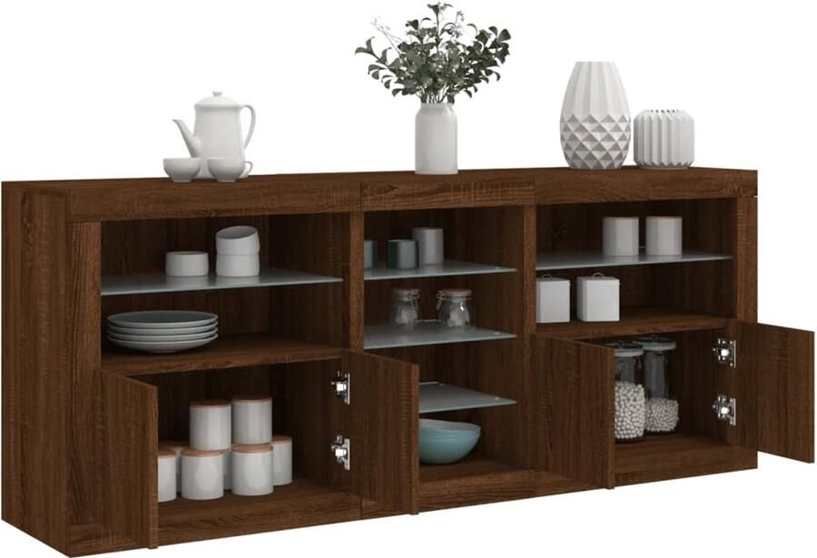 VidaXL Dressoir met LED-verlichting 162x37x67 cm bruin eikenkleur