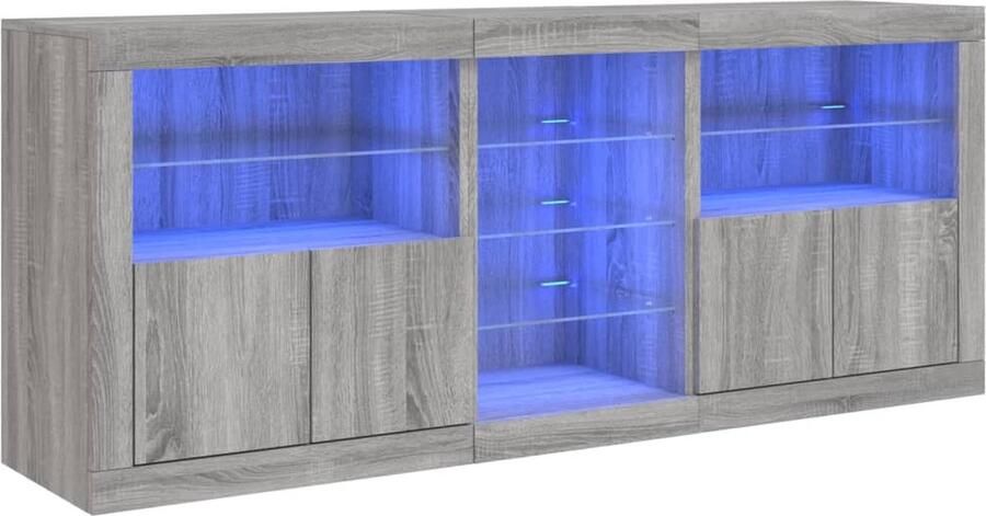 VidaXL -Dressoir-met-LED-verlichting-162x37x67-cm-grijs-sonoma - Foto 2
