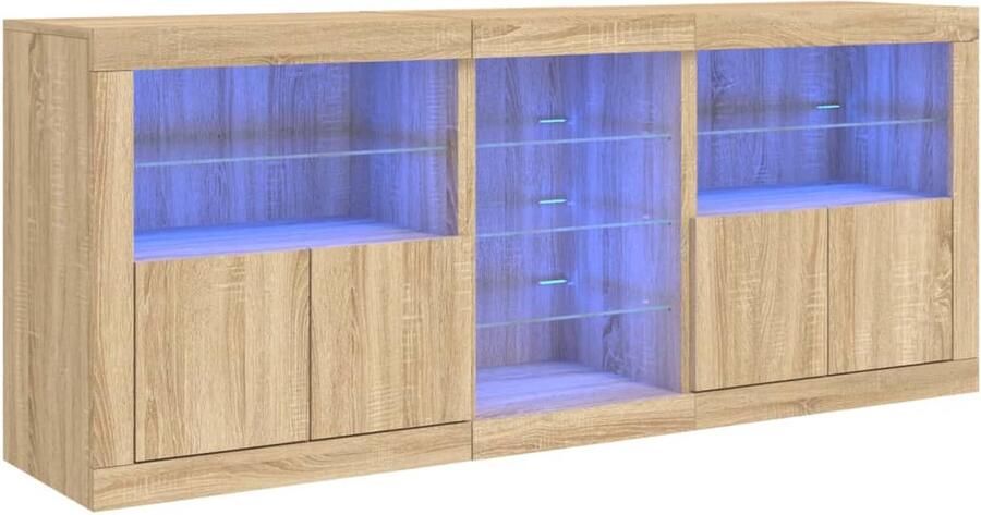 VidaXL Dressoir Sonoma Eiken 162x37x67 cm LED Dressoir Led Kast Opbergkast Salontafel Modern Dressoir - Foto 2