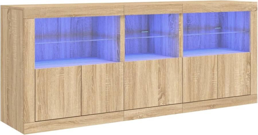 VidaXL Dressoir Sonoma Eiken 162x37x67 cm LED Dressoir Led Kast Opbergkast Salontafel Modern Dressoir - Foto 3