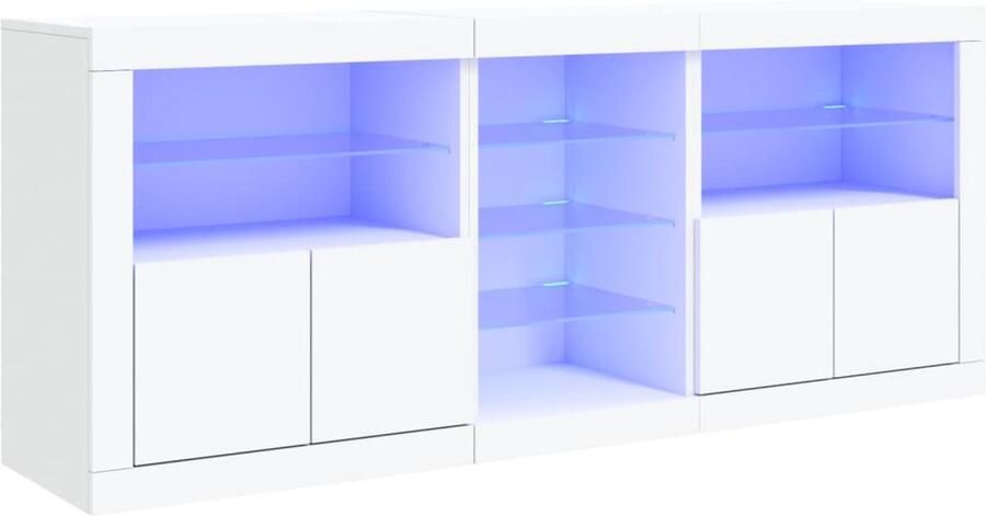 VidaXL Dressoir LED verlichting Wit 162x37x67 cm Modern Dressoir Led Verlichting Witte Kast Opbergkast Tv Stand - Foto 2
