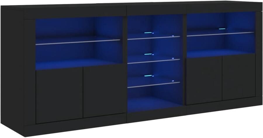 VidaXL Dressoir LED-verlichting Zwart 162 cm Modern Dressoir Led Verlichting Rgb Licht Opberg Kast Tv Meubel