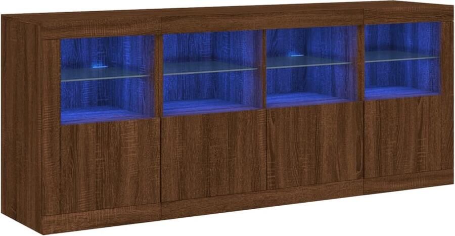 VidaXL -Dressoir-met-LED-verlichting-163x37x67-cm-bruineikenkleurig - Foto 4