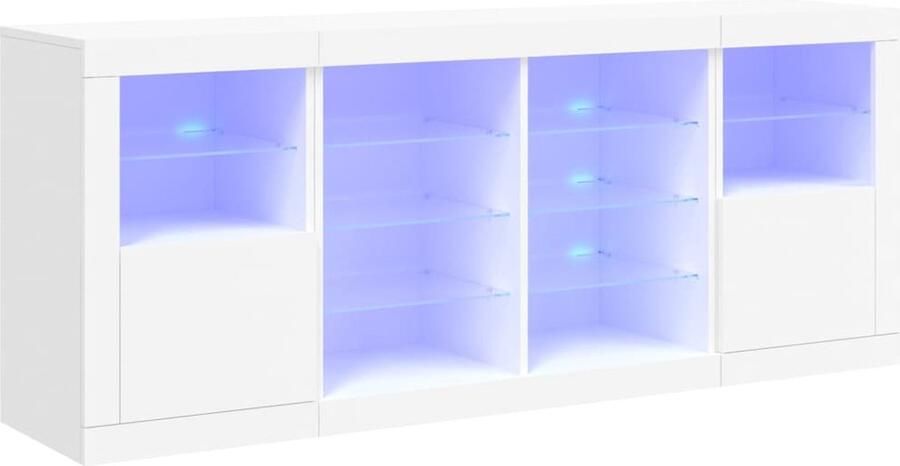 VidaXL Dressoir met LED-verlichting Wit 163x37x67 cm Modern Dressoir Led Verlichting Tv Stand Salontafel Opbergkast - Foto 2