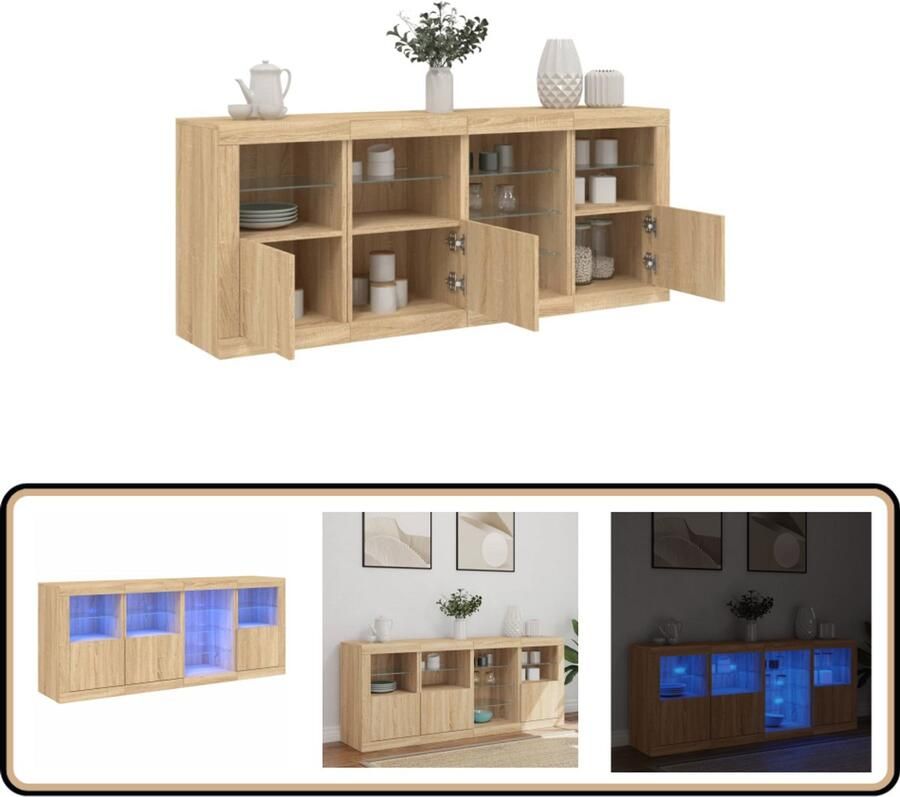 VidaXL Dressoir met LED verlichting Sonoma eikenkleurig Dressoir Modern Dressoir Led Dressoir Rgb Led Sonoma Eiken