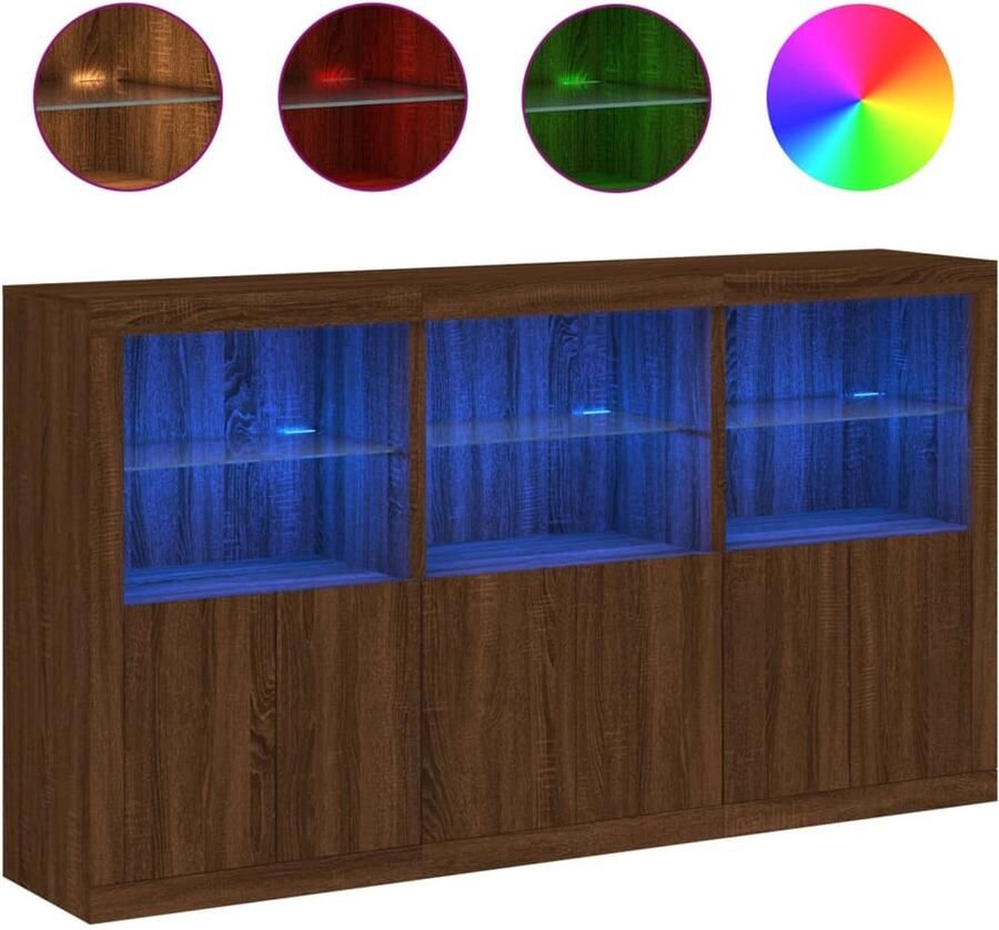 The Living Store Dressoir met LED-verlichting 181 5x37x100 cm bruin eikenkleur Modern Dressoir Led Verlichting Opberg Kast Tv Meubel Woonkamer Meubilair - Foto 2