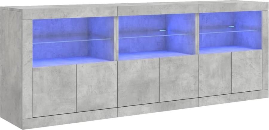 VidaXL Dressoir Betongrijs 181 5x37x67 cm LED Dressoir Modern Dressoir Beton Grijs Dressoir Led Verlichting Dressoir Opberg Kast - Foto 2