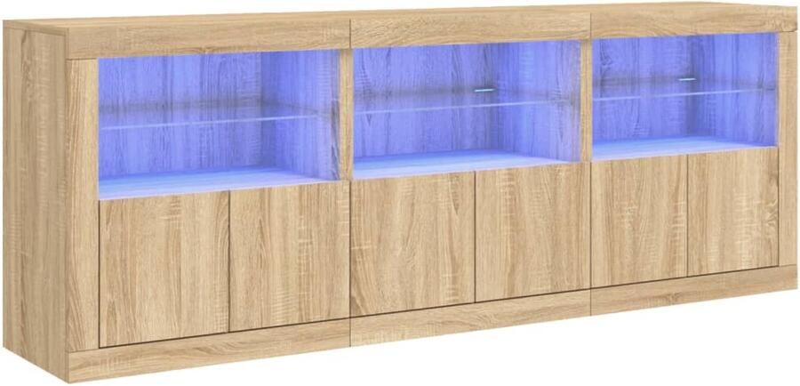 VidaXL Dressoir met LED-verlichting Sonoma Eiken 181 5x37x67 cm Modern Dressoir Led Verlichting Dressoirs Opberg Kast Salontafel