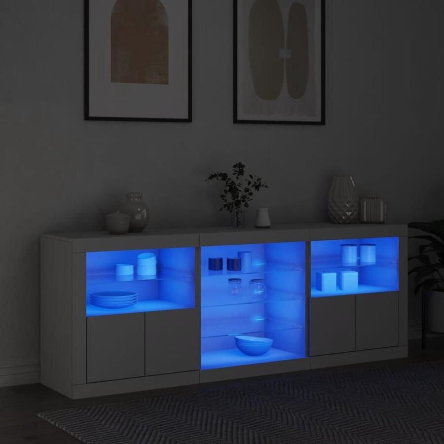 VidaXL Dressoir LED-verlichting 181 5x37x67 cm Wit Modern Dressoir Dressoirs Buffet Opbergkast Led Verlichting - Foto 2