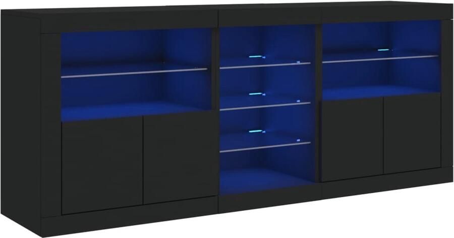 VidaXL Dressoir LED Verlichting 181 5x37x67 cm Zwart Modern Dressoir Led Verlichting Rgb Licht Opberg Kast Tv Meubel