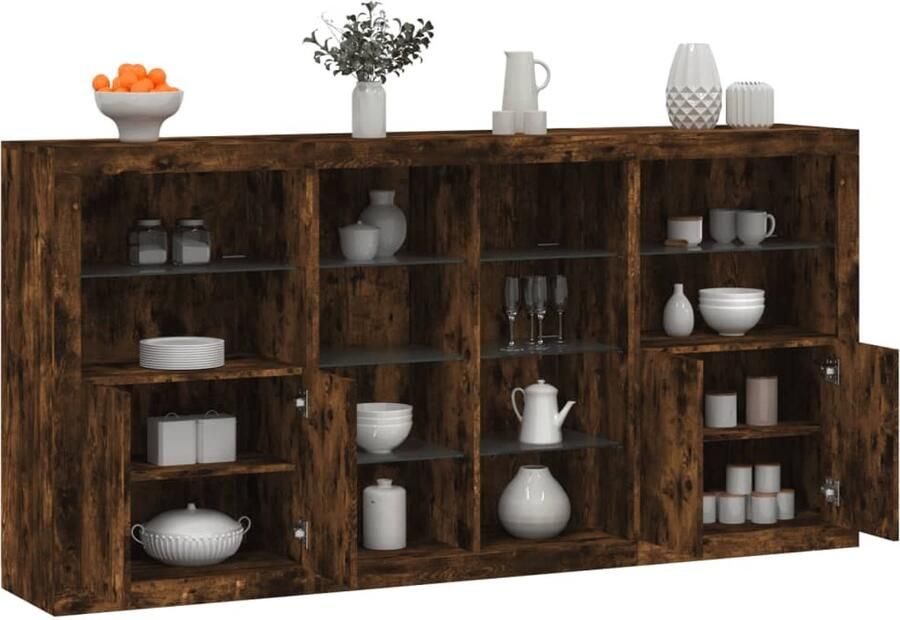 VidaXL Dressoir met LED-verlichting 202x37x100 cm gerookt eikenkleurig