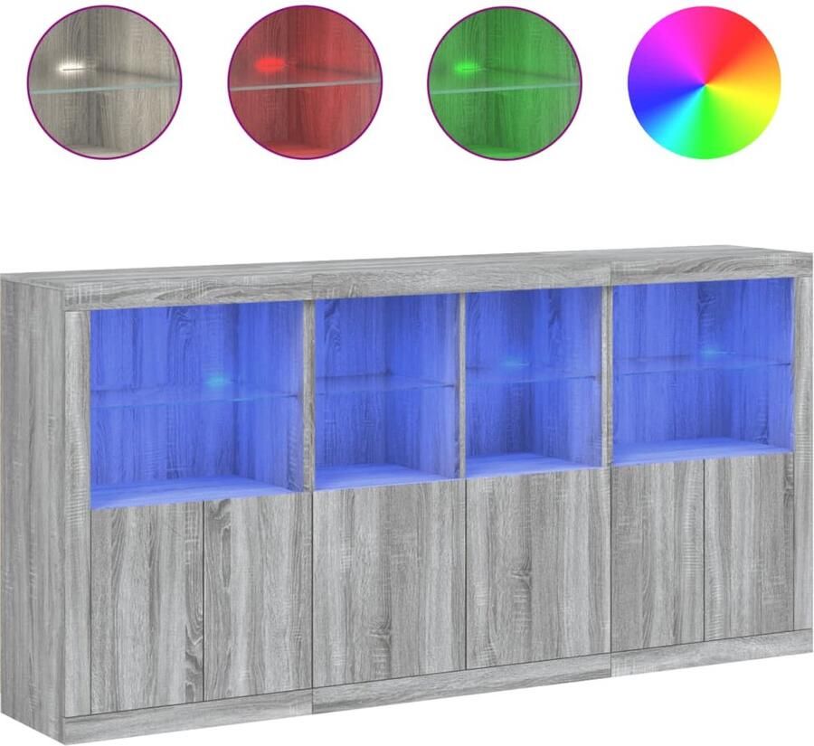 VidaXL -Dressoir-met-LED-verlichting-202x37x100-cm-grijs-sonoma-eiken