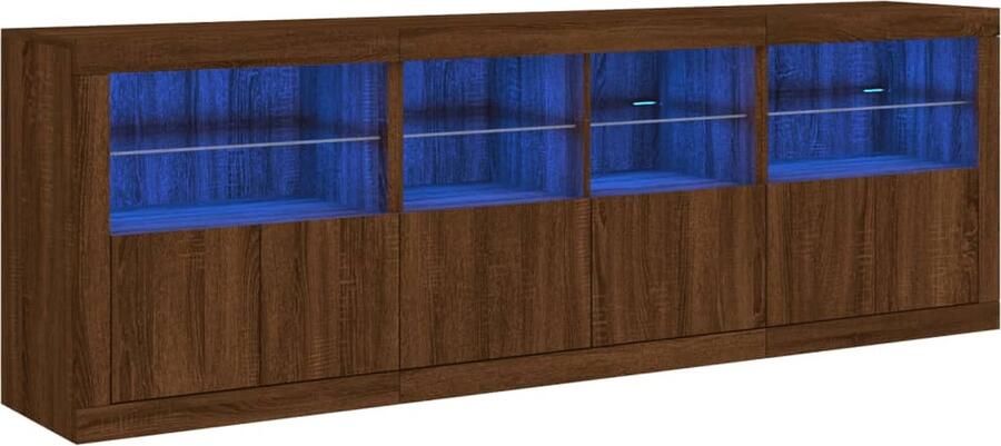 VidaXL -Dressoir-met-LED-verlichting-202x37x67-cm-bruineikenkleurig - Foto 2