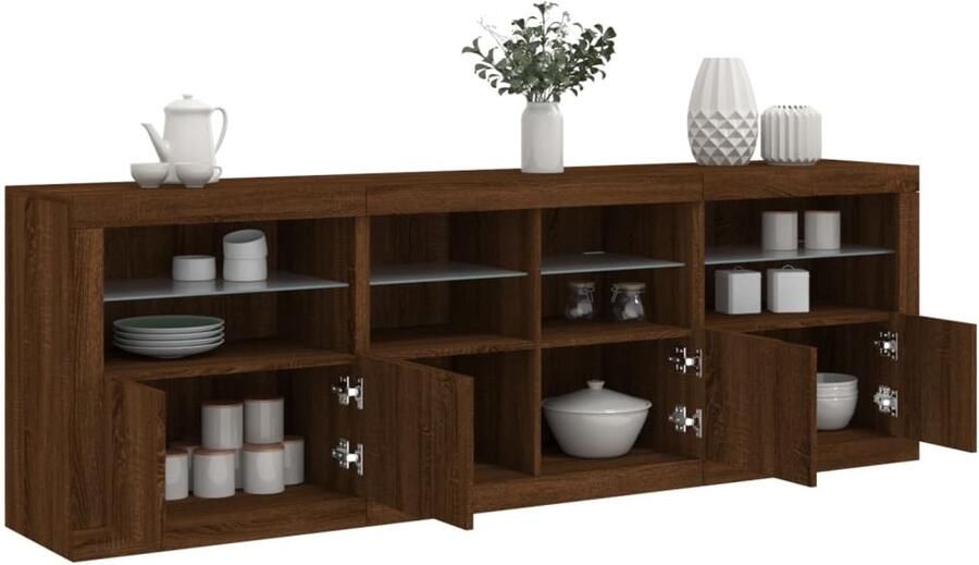 VidaXL Dressoir met LED-verlichting 202x37x67 cm bruin eikenkleur