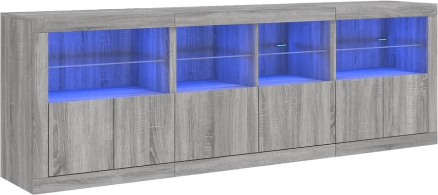 VidaXL Dressoir Grijs Sonoma Eiken Met LED 202x37x67 cm Dressoir Led Verlichting Moderne Kast Grijze Kast Houten Dressoir - Foto 2