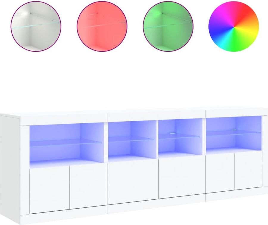 VidaXL -Dressoir-met-LED-verlichting-202x37x67-cm-wit