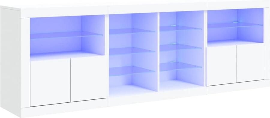 VidaXL Dressoir met LED-verlichting Wit 202x37x67 cm Dressoir Modern Meubel Led Verlichting Rgb Licht Opberg Kast - Foto 2