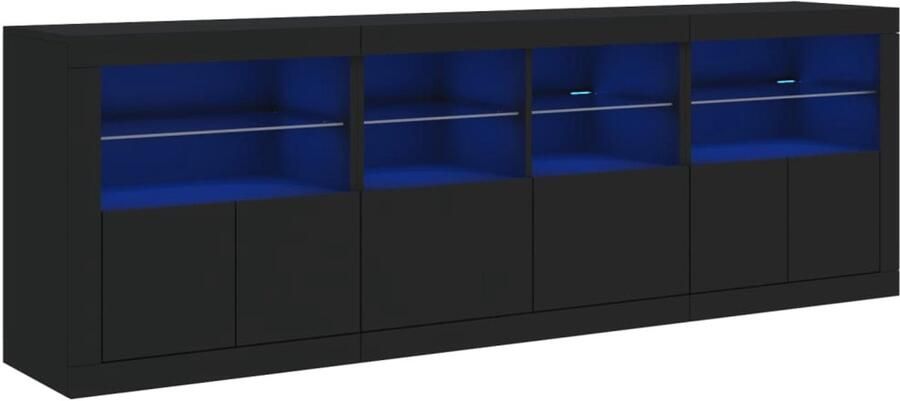 VidaXL Dressoir LED-verlichting 202x37x67 cm Zwart Dressoir Modern Design Led Verlichting Rgb Licht Zwarte Kast