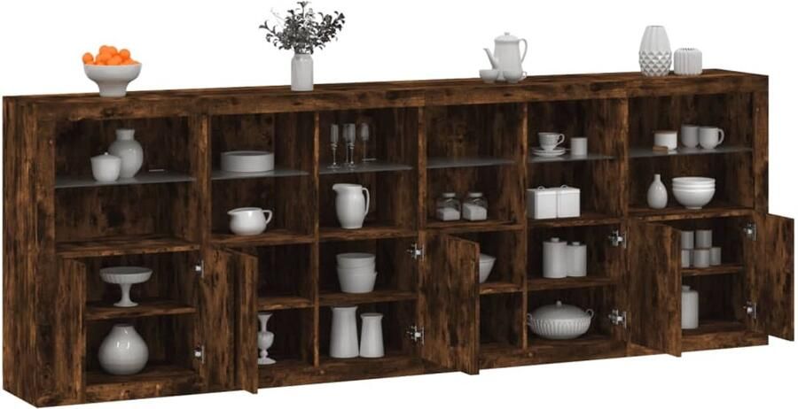 VidaXL Dressoir met LED-verlichting 283x37x100 cm gerookt eikenkleurig