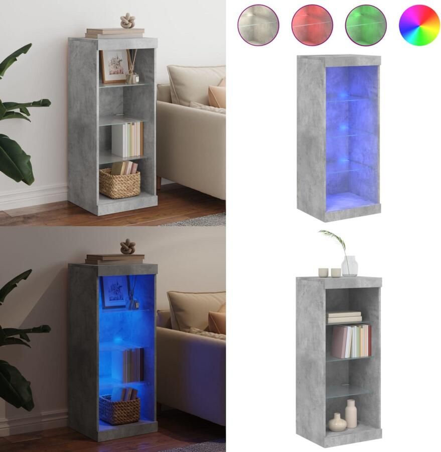 VidaXL Dressoir met LED-verlichting 41x37x100 cm betongrijs Dressoir Dressoirs Buffet Dressoirkast