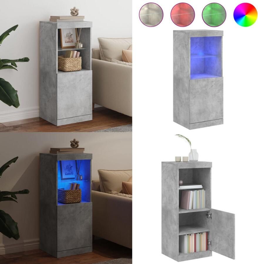 VidaXL Dressoir met LED-verlichting 41x37x100 cm betongrijs Dressoir Dressoirs Buffet Dressoirkast