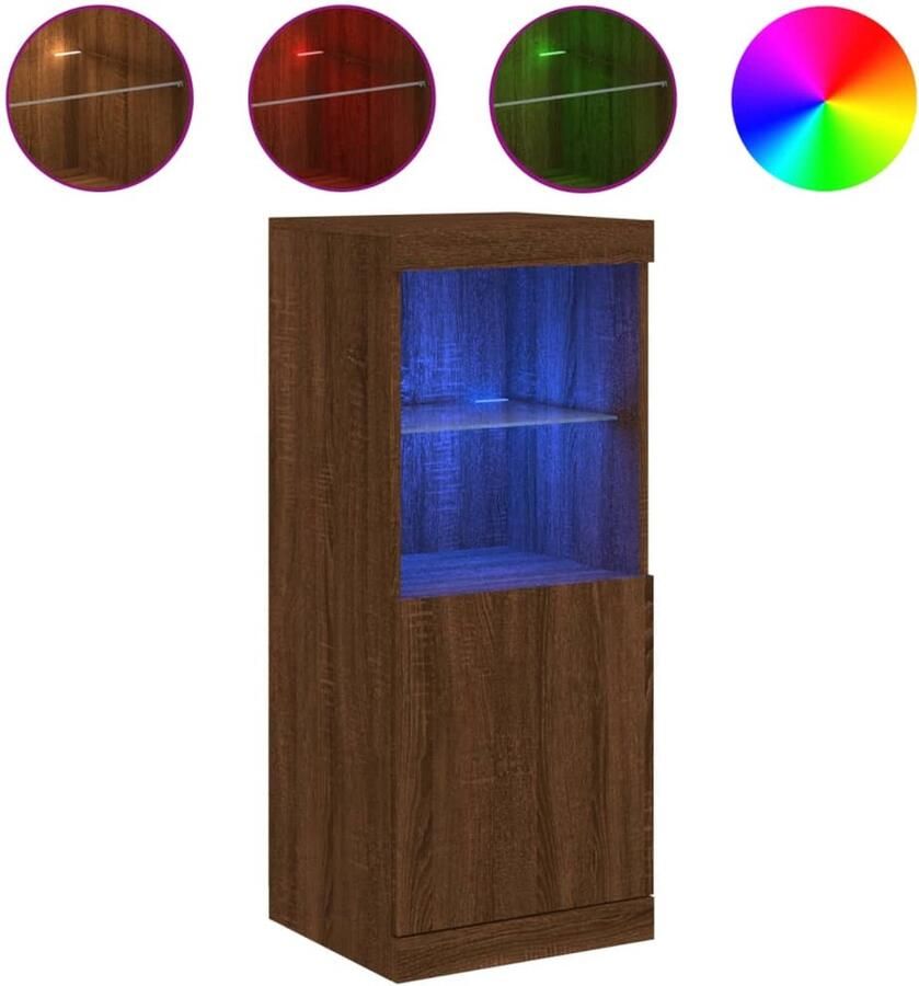 VidaXL Dressoir Bruin Eikenkleur Met LED-verlichting Dressoir Buffetkast Led Verlichting Houten Kast Interieurdecoratie