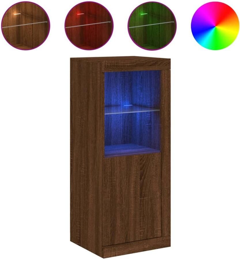 VidaXL Dressoir LED-verlichting 41x37x100cm Bruineiken Dressoir Tv Meubel Led Verlichting Modern Interieur Houten Kast