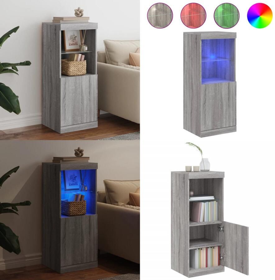 VidaXL Dressoir met LED-verlichting 41x37x100 cm grijs sonoma eiken Dressoir Dressoirs Buffet Dressoirkast