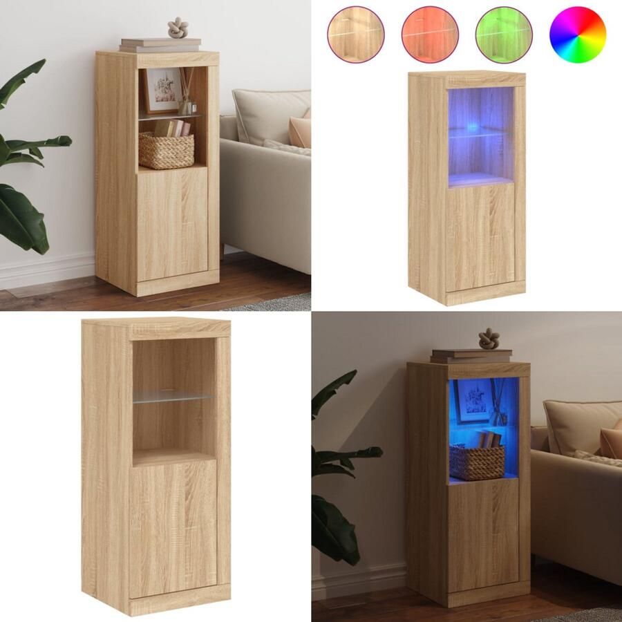 VidaXL Dressoir met LED-verlichting 41x37x100 cm sonoma eikenkleurig Dressoir Dressoirs Buffet Dressoirkast