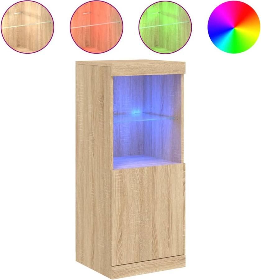 VidaXL Dressoir met LED 41x37x100 cm Sonoma Eiken Dressoir Buffetkast Salontafel Led Verlichting Rgb Verlichting