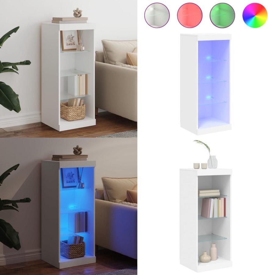 VidaXL Dressoir met LED-verlichting 41x37x100 cm wit Dressoir Dressoirs Buffet Dressoirkast