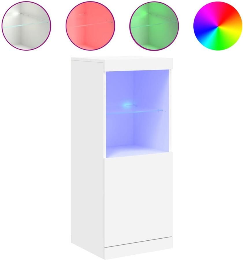 VidaXL Dressoir Wit 41x37x100 cm Met LED-verlichting Dressoir Buffetkast Led Verlichting Modern Interieur Opbergruimte