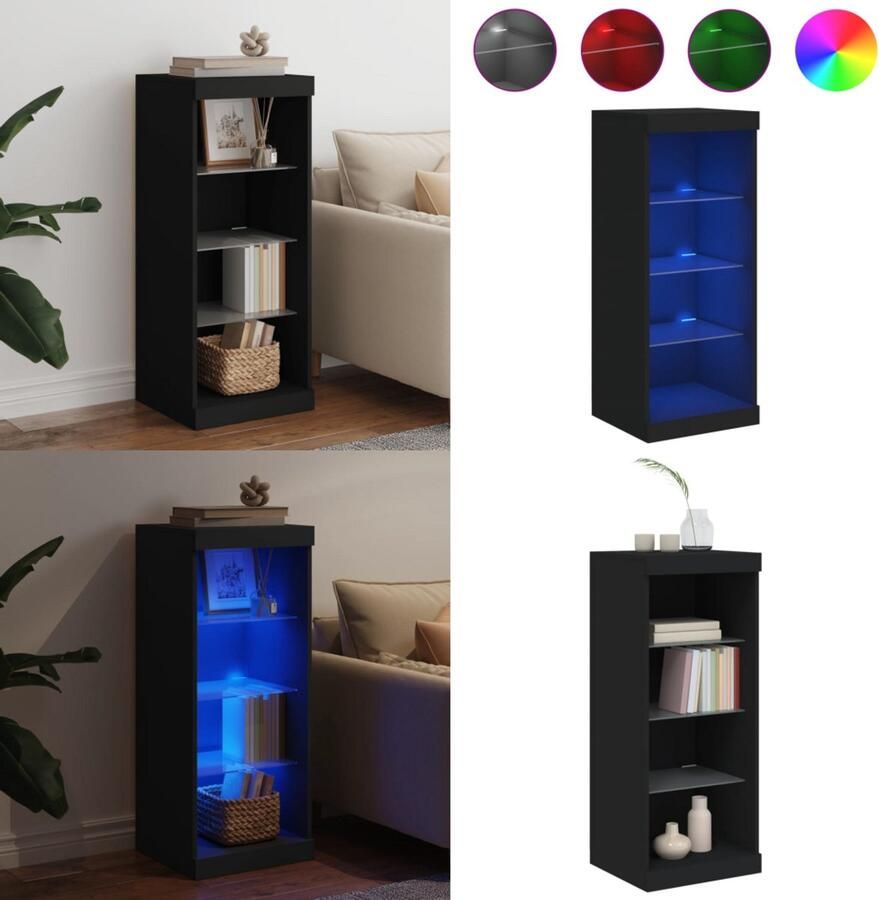 VidaXL Dressoir met LED-verlichting 41x37x100 cm zwart Dressoir Dressoirs Buffet Dressoirkast - Foto 2