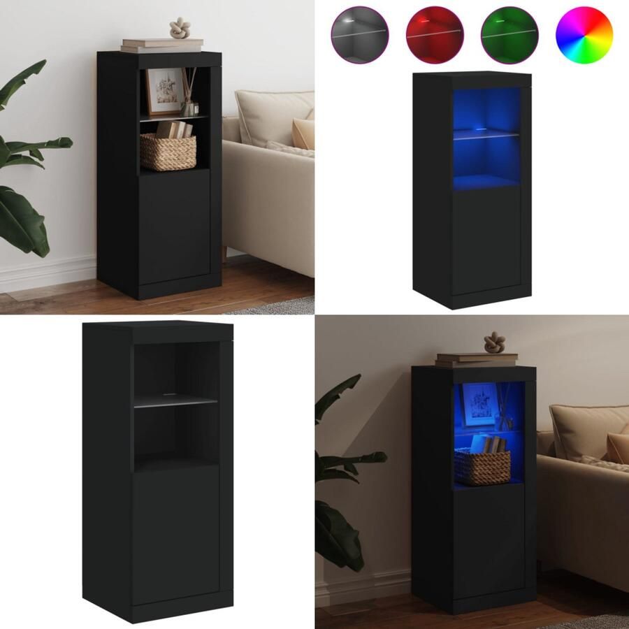 VidaXL Dressoir met LED-verlichting 41x37x100 cm zwart Dressoir Dressoirs Buffet Dressoirkast