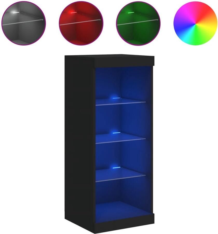 VidaXL Dressoir Zwart LED-Verlichting 41x37x100 cm Dressoir Modern Dressoir Tv-meubel Opbergkast Led Verlichting