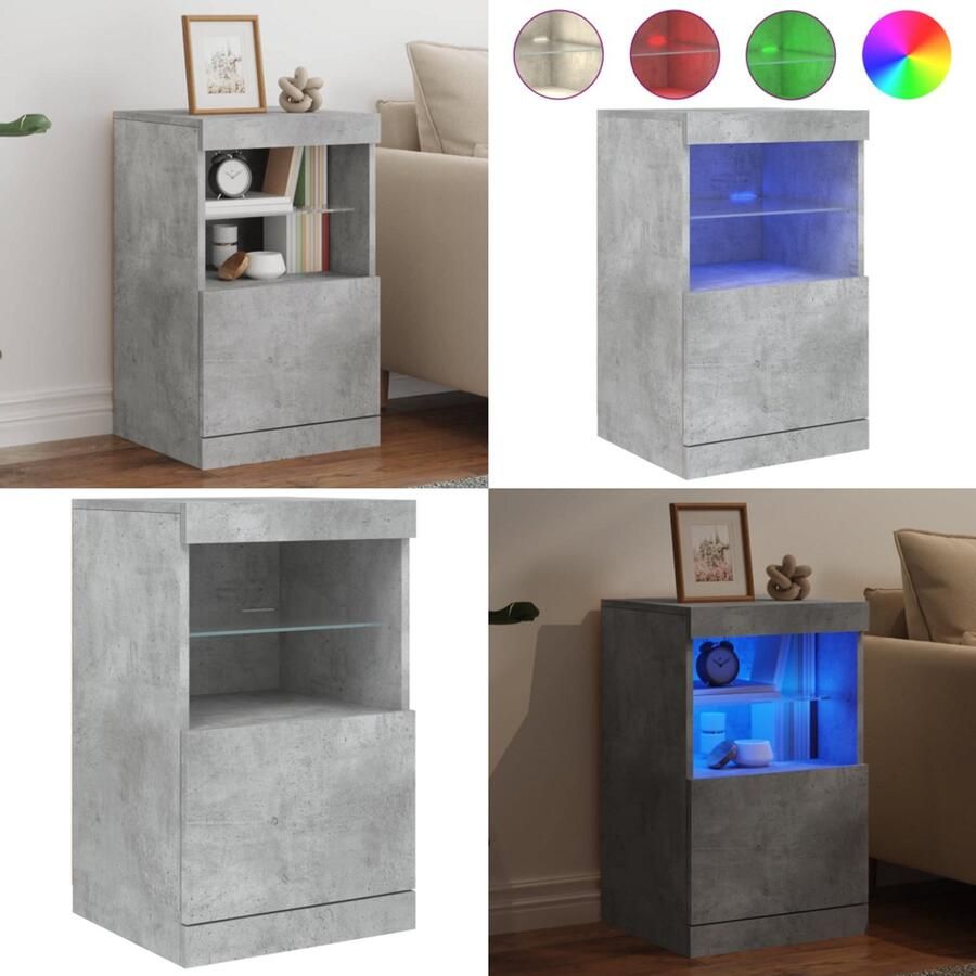 VidaXL Dressoir met LED-verlichting 41x37x67 cm betongrijs Dressoir Dressoirs Buffet Dressoirkast