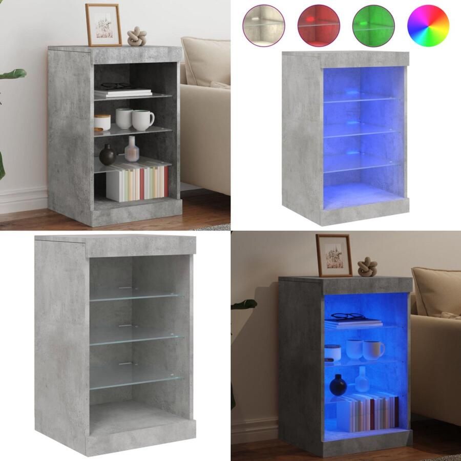 VidaXL Dressoir met LED-verlichting 41x37x67 cm betongrijs Dressoir Dressoirs Buffet Dressoirkast