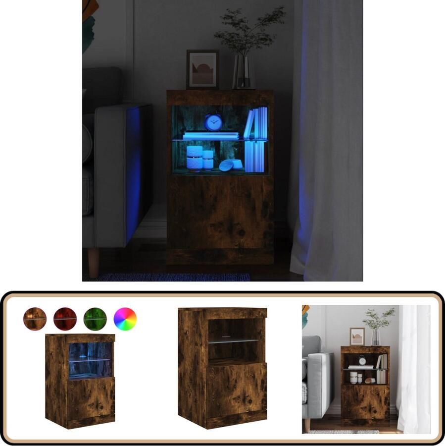 VidaXL Dressoir met LED 41x37x67 cm gerookt eiken Dressoir Modern Dressoir Led Dressoir Buffett Kast Woonkamer Meubilair